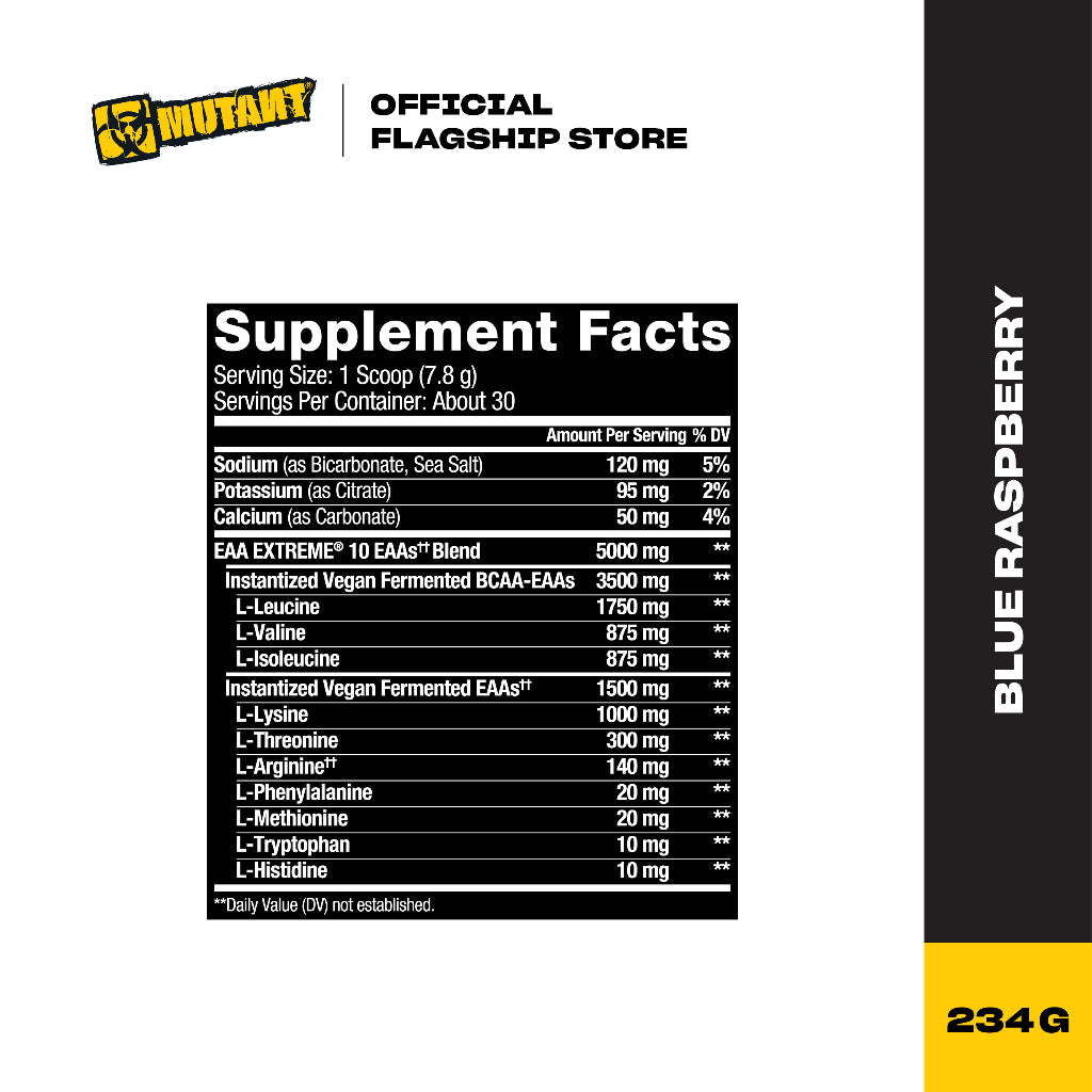MUTANT EAA EXTREME Blue Raspberry Supplement Facts